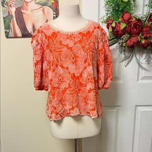 Solitaire Orange Floral Blouse